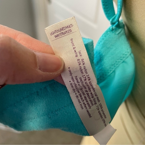 Cacique Blue Lightlylined Multi-Way Strapless Lace Bra 44D - Picture 6 of 8